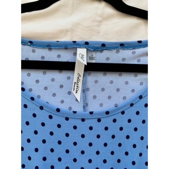 A-Line Blue Polka-Dot Dolman Sleeved Dress - Picture 4 of 6